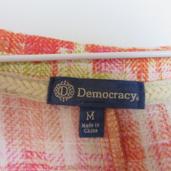 Democracy Button Front Flowy Blouse Front Tie Wing Sleeves Pink Women's Med - Picture 4 of 5